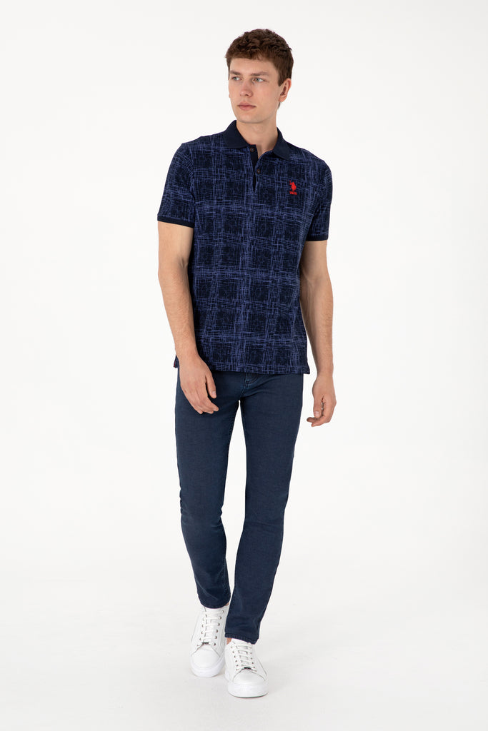 Muška-Teget-Plava-Polo-Majica-Kratkih-Rukava-2103243VR033-3